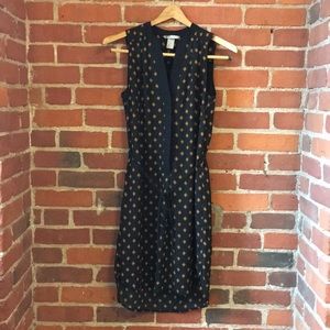 H&M Shift Dress Black Tan Geometric Size 4